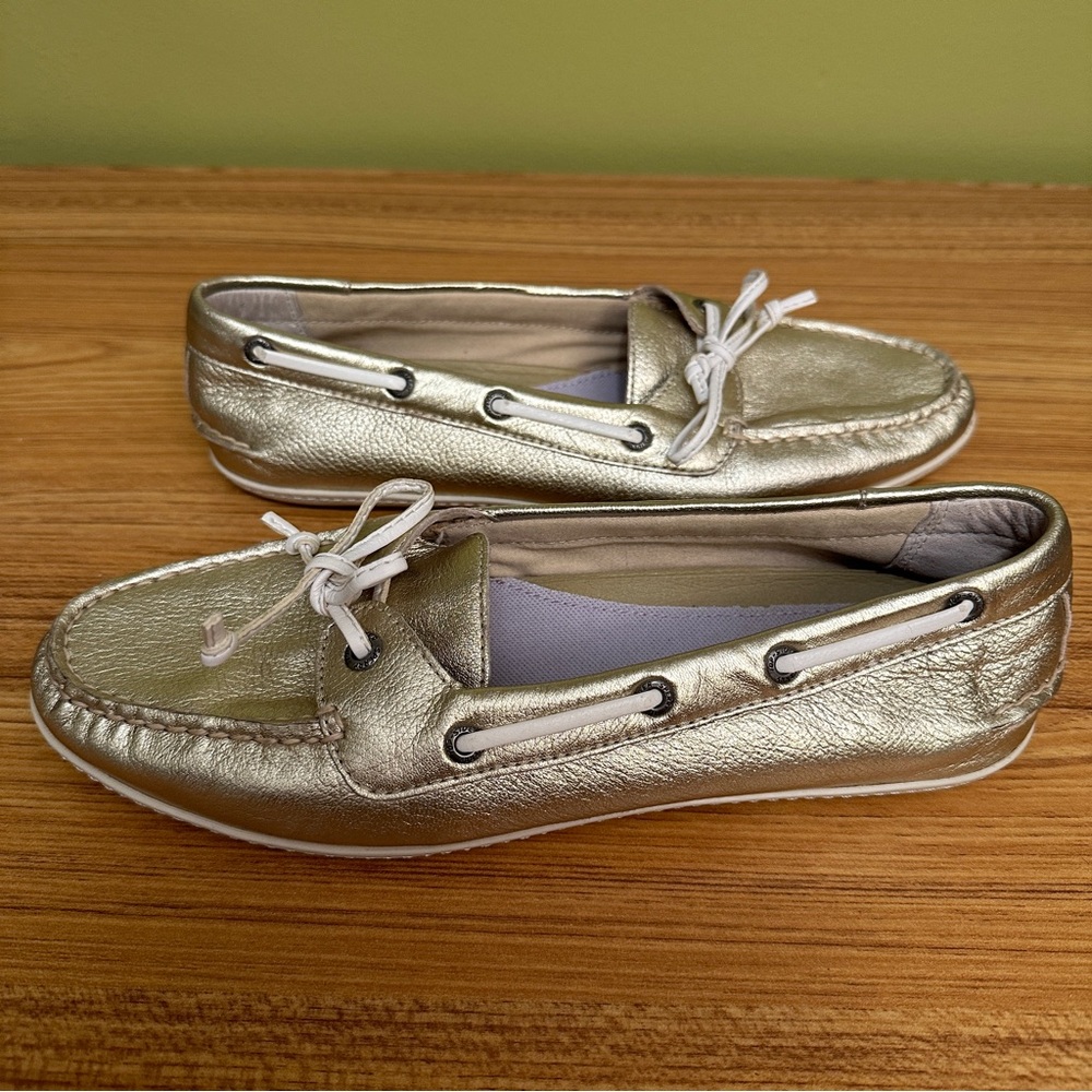 Sperry Topsiders Women’s Size 9 Metallic Gold Leather